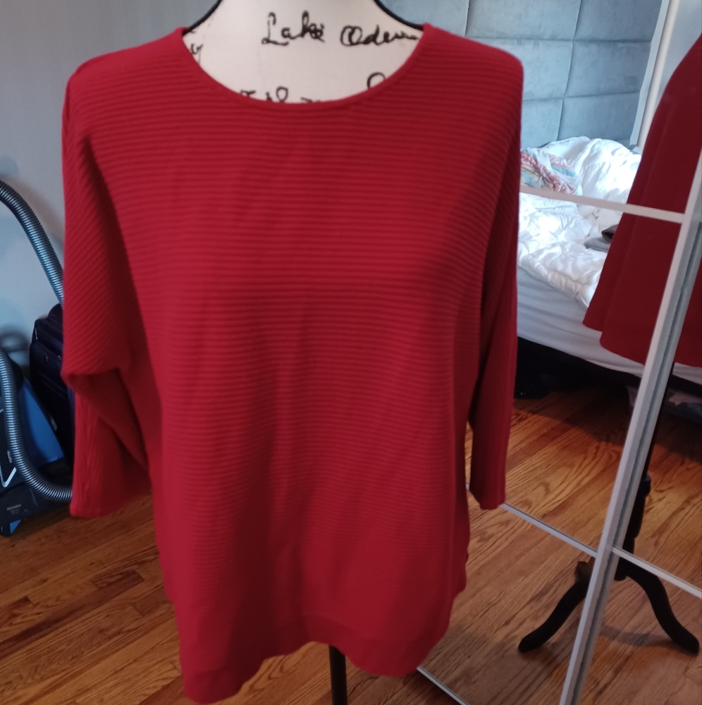 Chico's Women's Red Oversized Ribbed Knit Sweater - image 2